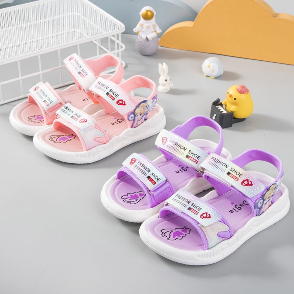 Dép sandal quai hậu cho bé gái hình cồng chúa đủ size từ 1 -12 tuổi Xăng đan quai hậu chất cao su mềm êm chân đi học