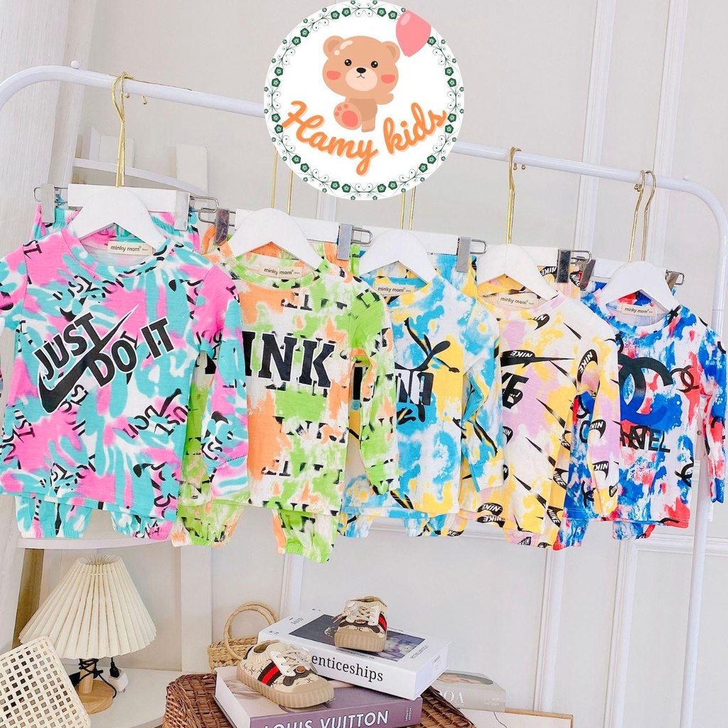 Bộ Dài Tay Minky Mom Chính Hãng Bé Trai Bé Gái Chất Vải Thun Lạnh Logo Nhãn Hiệu Phổ Biến Cho Bé 0-5 Tuổi -Hamykids