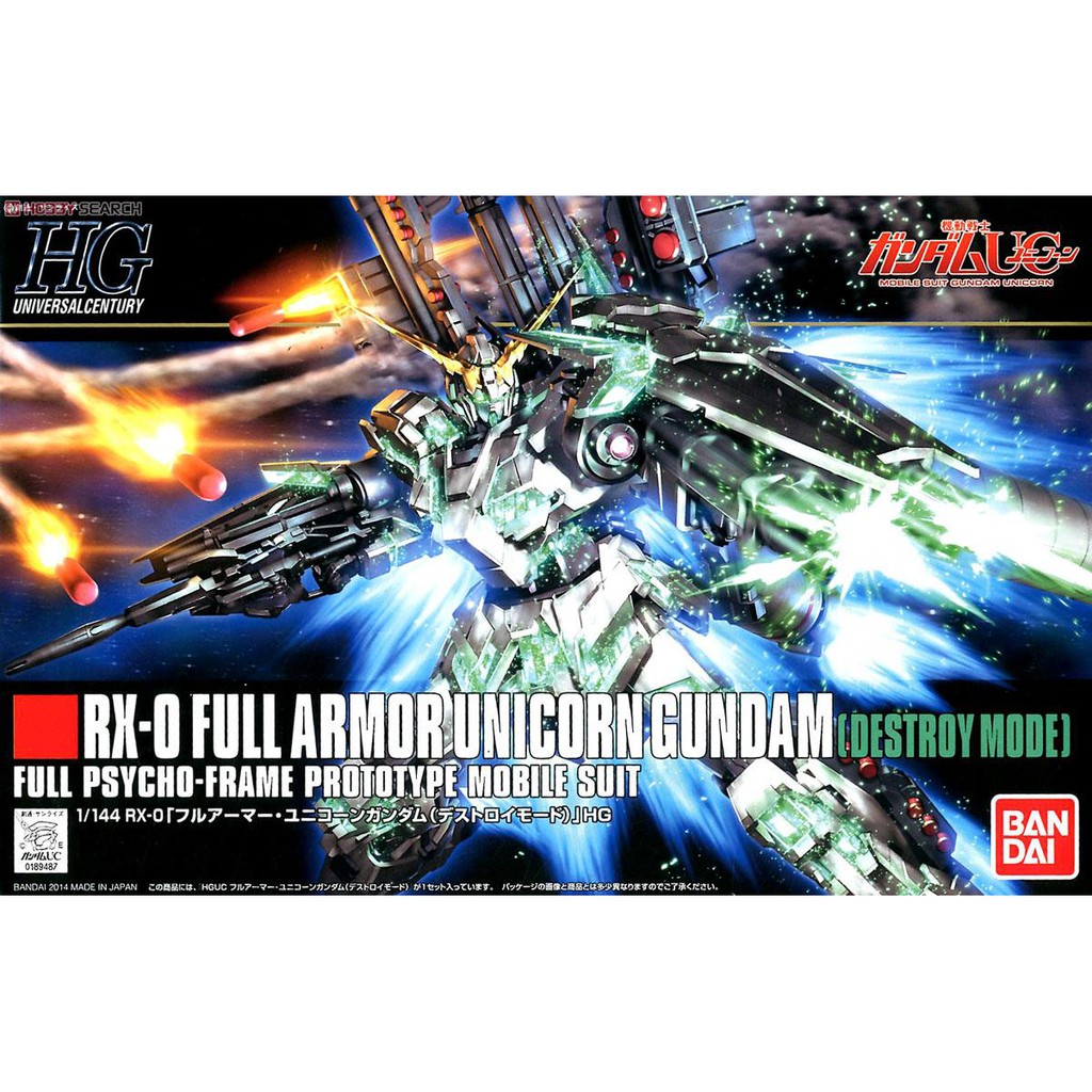 Mô Hình Gundam HG UNICORN FULL ARMOR DESTROY MODE Bandai 1/144 HGUC Đồ Chơi Lắp Ráp Anime Nhật