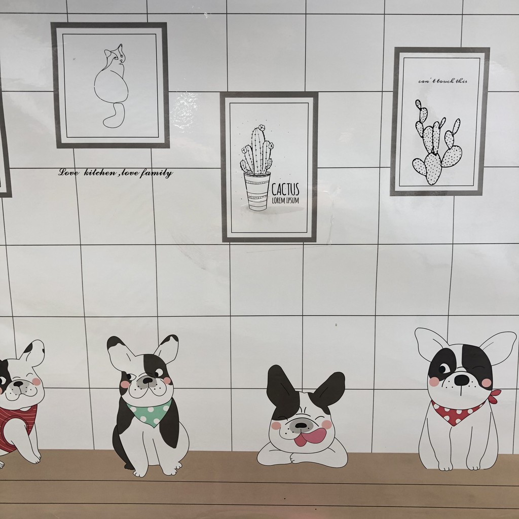 Decal dán bếp tráng nhôm ĐÀN CHÓ CƯNG khổ rộng 60cm ( giá bán 1 mét dài tới )