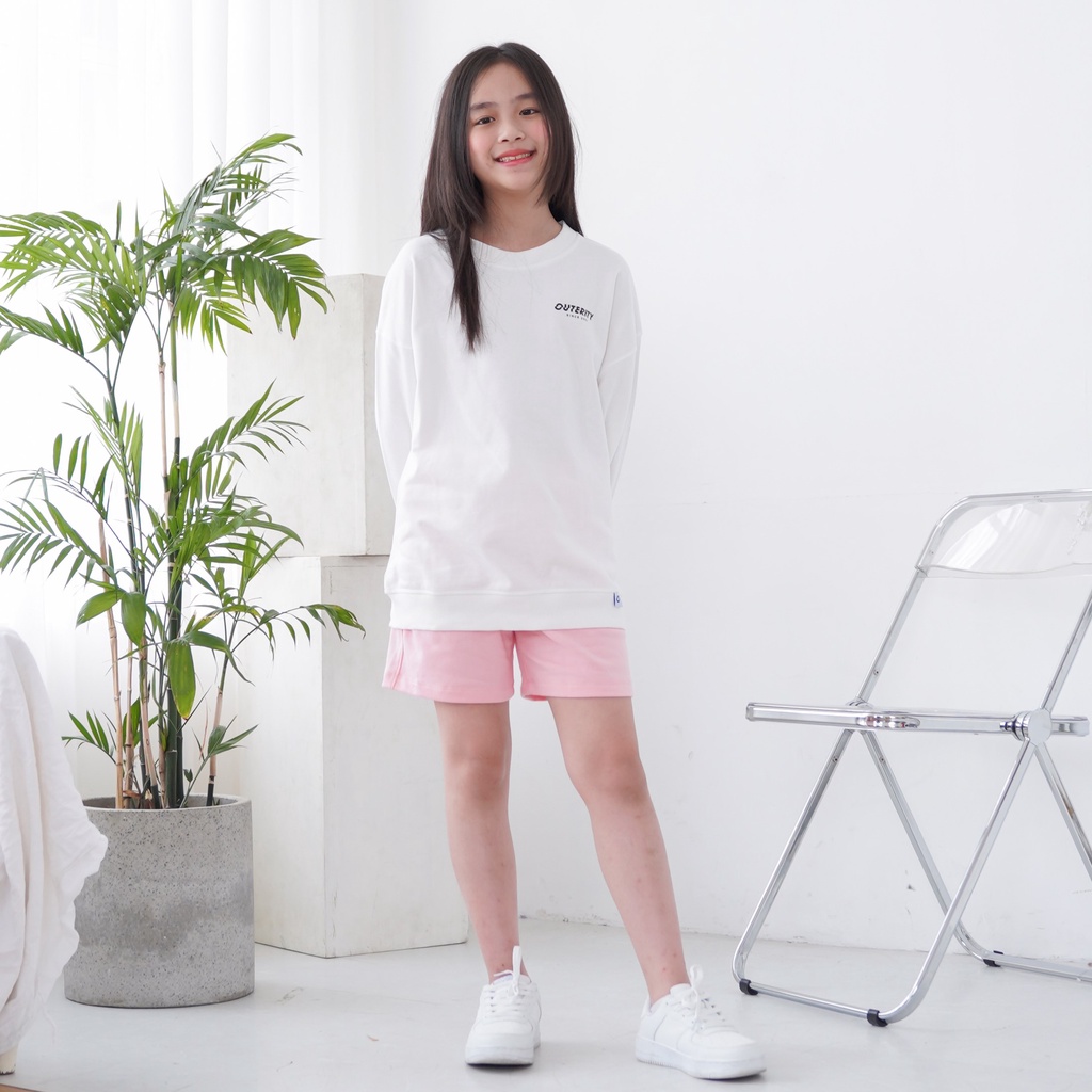 Áo Sweater trẻ em OuterityKids Basic Trắng / Nỉ chân cua - ORK302