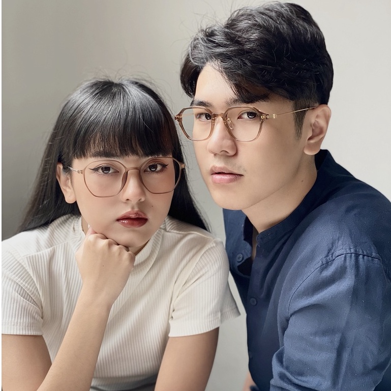 Gọng kính vuông nam nữ LILYEYEWEAR chất liệu nhựa càng kính kim loại thanh mảnh 7152