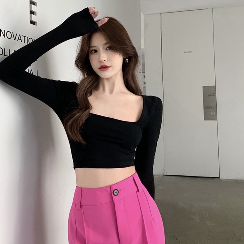 Áo Croptop Cổ Vuông Hở Lưng Cột Dây Phong Cách Hàn Quốc Thời Trang Quyến Rũ Cho Nữ