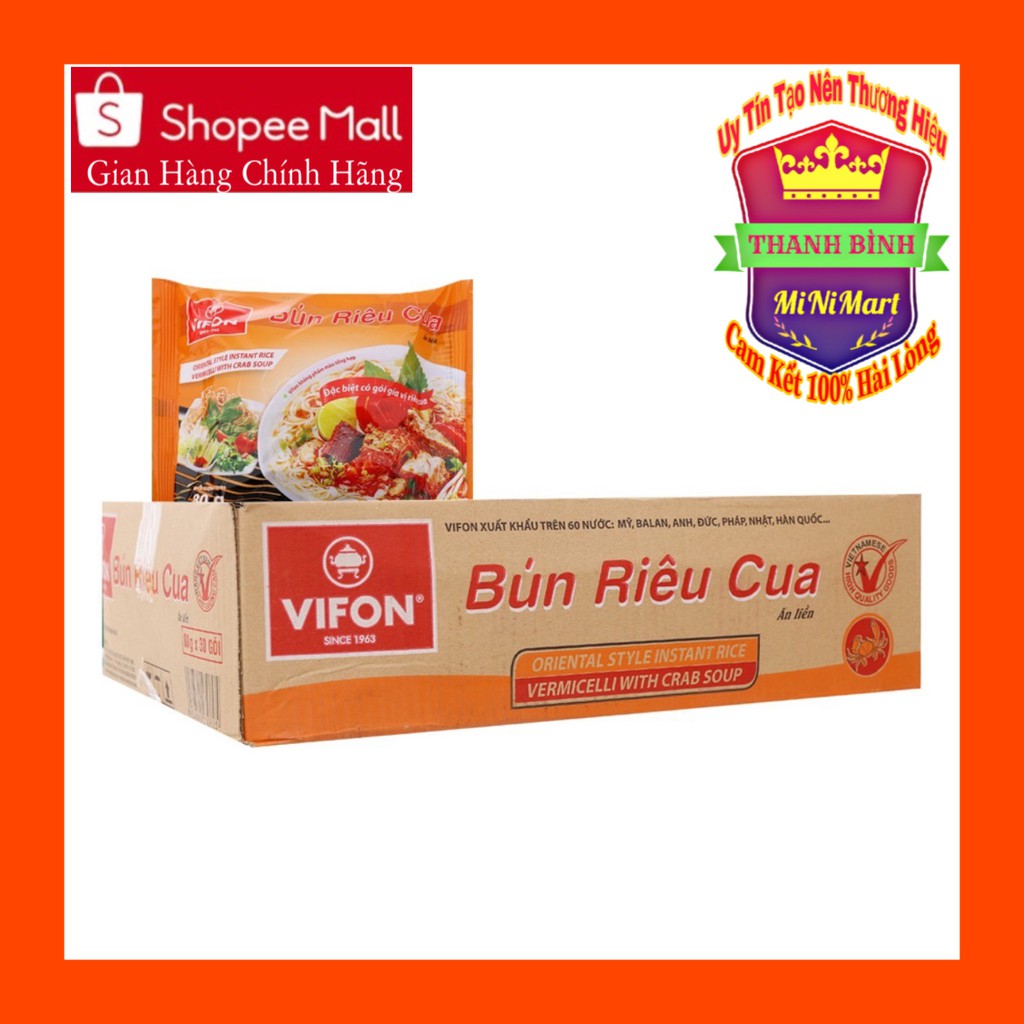 Bún Riêu Cua ViFon Thùng 30 Gói x 80g
