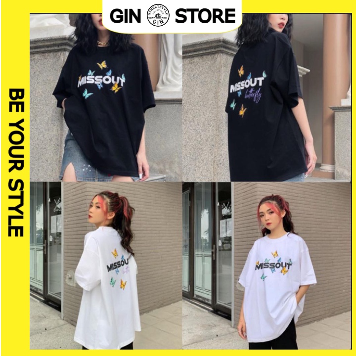 Áo thun tay lỡ Missout nam nữ unisex cotton full tag phông rộng oversize - Gin Store