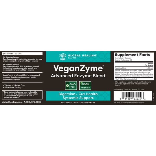 [GLOBAL HEALING] Enzyme thực vật Global Healing Veganzyme Hộp 120v