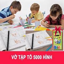 BỘ VỞ TÔ MÀU CHO BÉ 5000 HÌNH . KÈM BỘ BÚT MÀU.