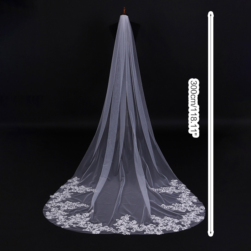 Mạng Che Mặt Vải Tuyn Một Lớp Phối Ren Tinh Tế Cho Cô Dâu