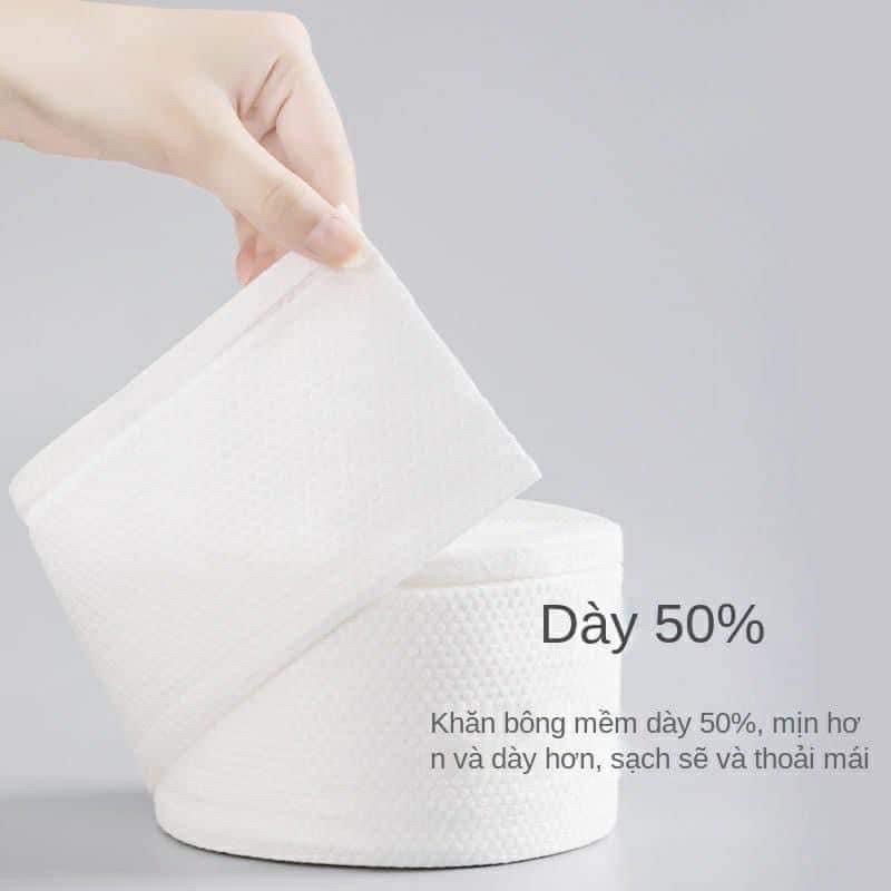 Khăn mặt khô dùng 1 lần lau khô, lau ướt - giấy lau mặt 100% cotton mềm mại