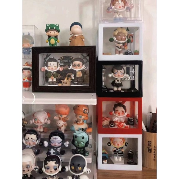 Hộp chống bụi trang trí trưng bày figure nendoroid goods dạng lego miếng ghép có thể xếp chồng lên nhau