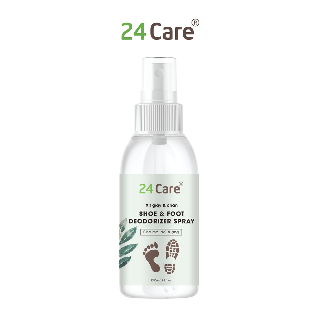 Chai xịt lưu hương, khử mùi giày, sạch khuẩn chiết xuất thảo mộc 24Care 50ml