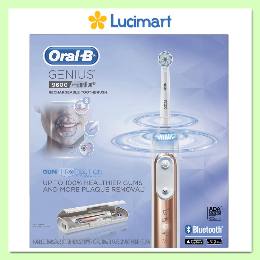 Bàn chải điện Oral-B Genius 9600 Rechargeable Toothbrush Gold [Hàng Đức]