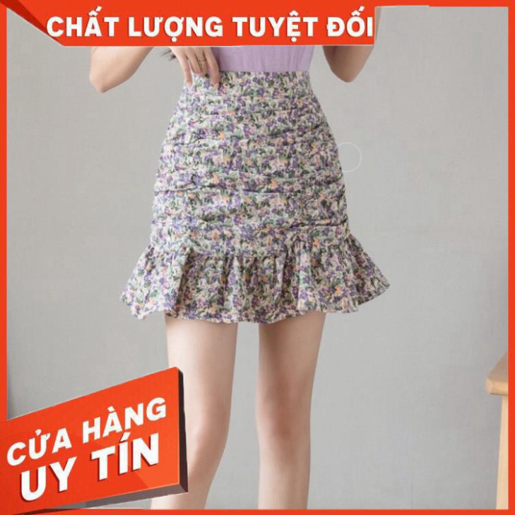 Chân Váy Nữ Hoa Nhí Nhúm Vạt Bèo , Hoa Cạp Cap 3 Màu Z013 [KHUYẾN MÃI]