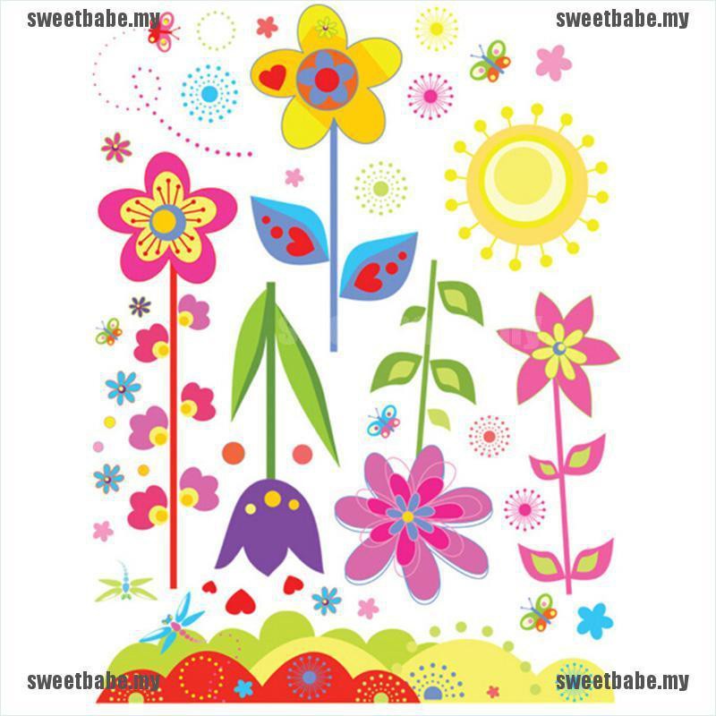 1 Sticker Dán Tường Họa Tiết Hình Bông Hoa Và Con Bướm Theo Phong Cách Ngọt Ngào, Được Làm Từ Chất Liệu Pvc
