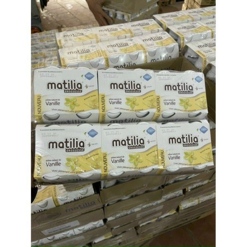 (Thùng 6 lốc) Sữa bầu mattilia vị vani, socola của pháp date 2022