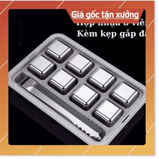 [ Hàng Loại 1 ]  8 viên Đá lạnh vĩnh cửu inox 304 cooling cubes không tan uống nước rượu vang