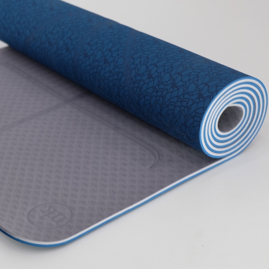 Combo túi và thảm yoga MIKIE MAT 2 màu định tuyến &quot;Navy Xám&quot; Premium Mat dày 6mm