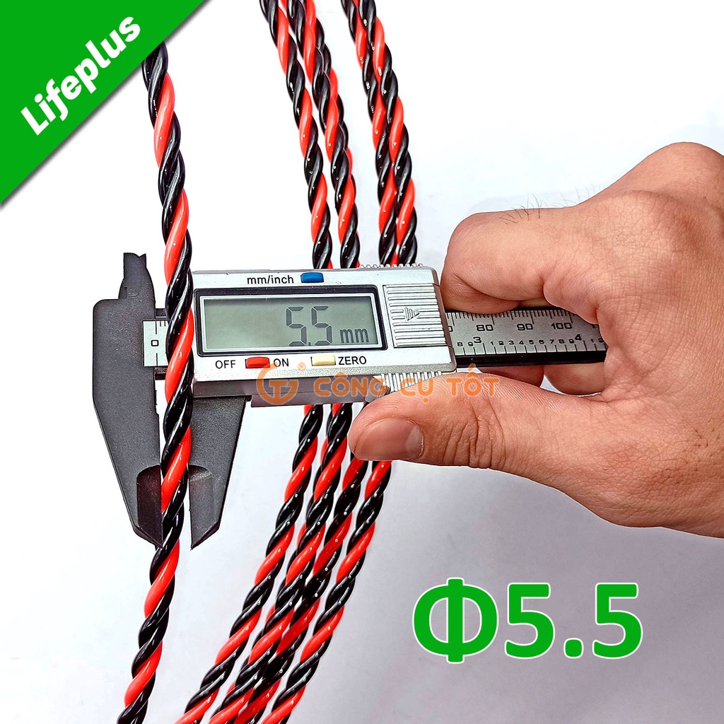 Dây mồi luồn kéo dây điện 3 lõi cáp xoắn, dây mồi kéo cáp ngầm  Ø5.5mm cực khỏe vằn đỏ đen dài