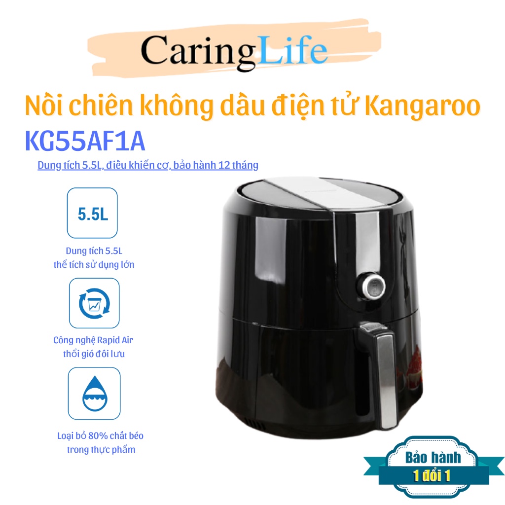 Nồi chiên không dầu Kangaroo KG55AF1A 5.2 lít Hàng chính hãng