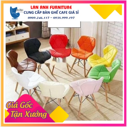 Ghế Eames bọc nệm tam giác chân gỗ ( LA_C003) - Nhắn tin chọn màu