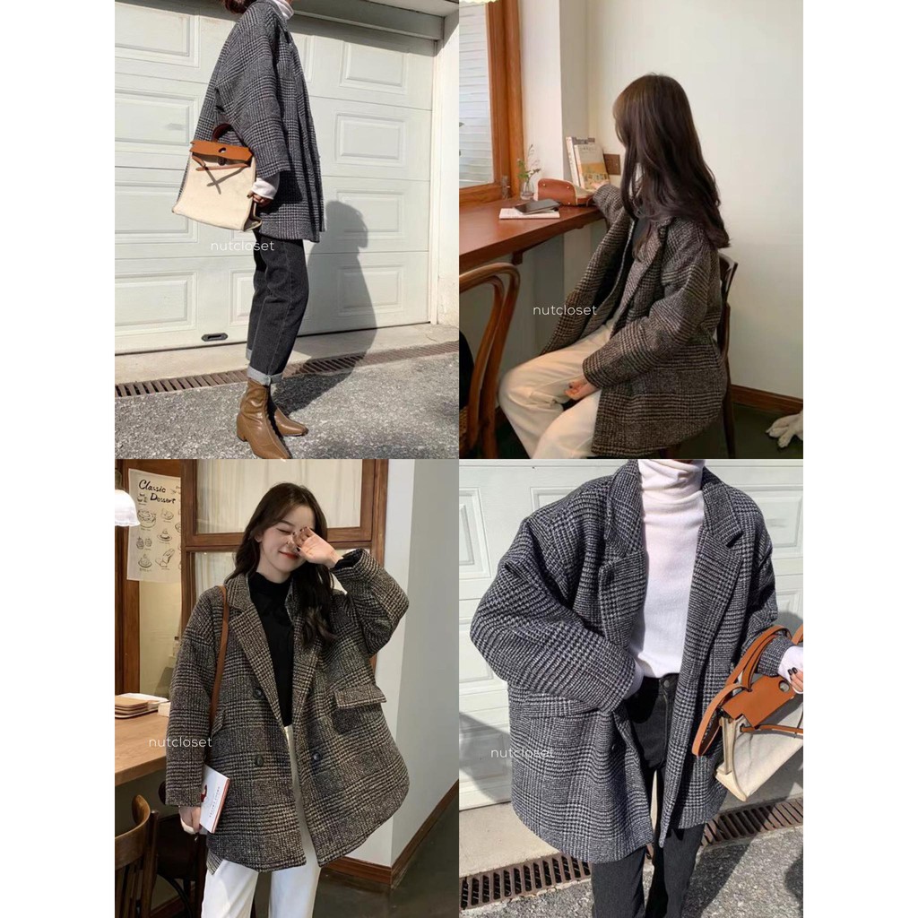 Áo khoác dạ họa tiết kẻ _ A0303 | BigBuy360 - bigbuy360.vn