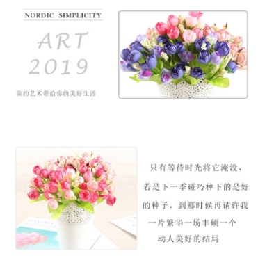 Bó Hoa Hồng Nhân Tạo Mini Bằng Lụa Cho Trang Trí Phòng Khách