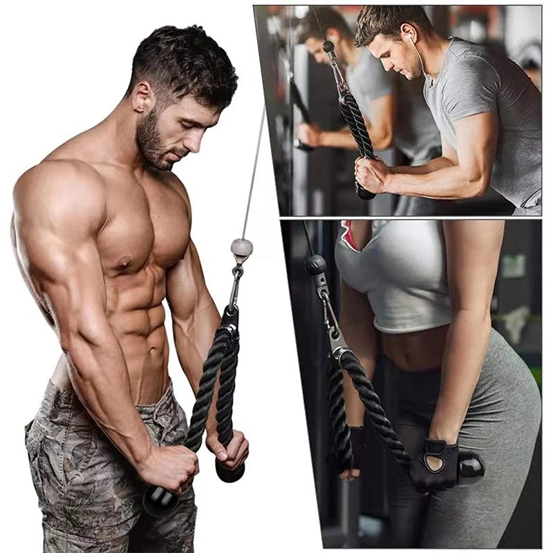 Dây Cáp Tricep Rope Bicep Hỗ Trợ Tập GYM Đầy Đủ Nhóm Cơ Cơ Tay Sau, Tay Trước, Lưng Xô