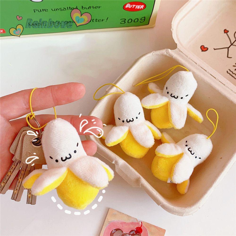 RAINBOW Gift Banana Pendant Ornaments Mini Key Chains New Bags Phone Pendant Cartoon Fruit Soft Plush Toy Keyrings
