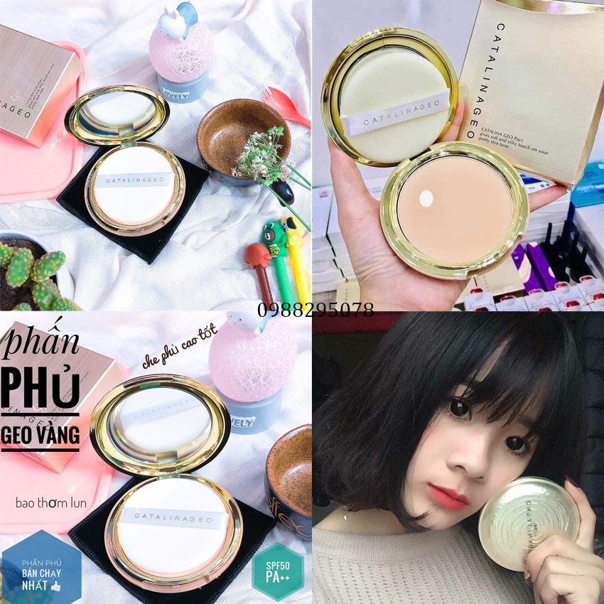 Phấn phủ trang điểm siêu mịn Catalina Geo Vàng Pact