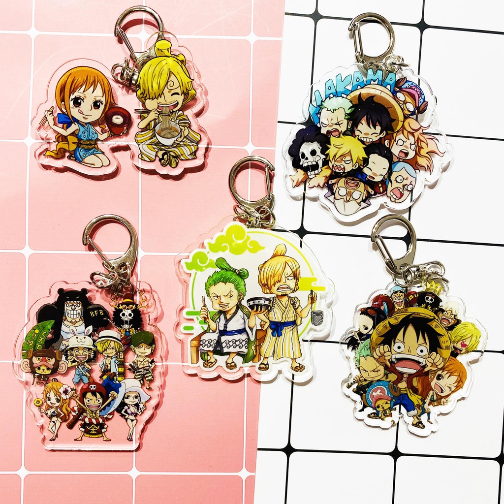 ( Mica trong acrylic ) Móc khóa One Piece Đảo Hải Tặc ver cả nhóm Luffy quà tặng xinh xắn dễ thương anime chibi