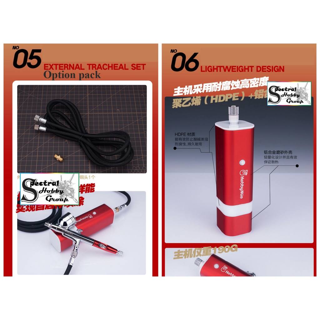Máy nén khí sơn mô hình cầm tay Airbrush Compressor Air Pump mini handheld portable HM02 hobby mio