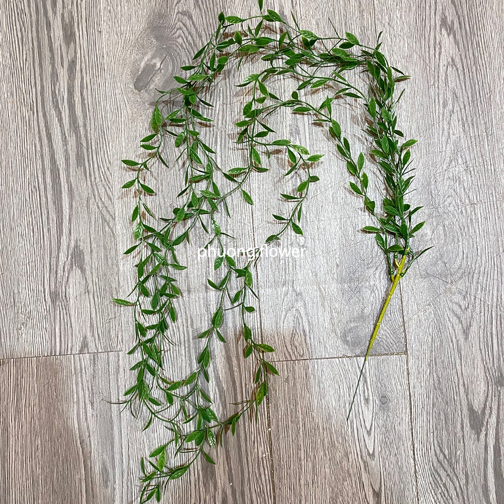 Dây lá cúc tần ấn độ giả nhựa dài 100cm 5 nhánh lá dùng trang trí nhà cửa giỏ dây leo hoặc rèm dây lá ban công tuyệt đẹp