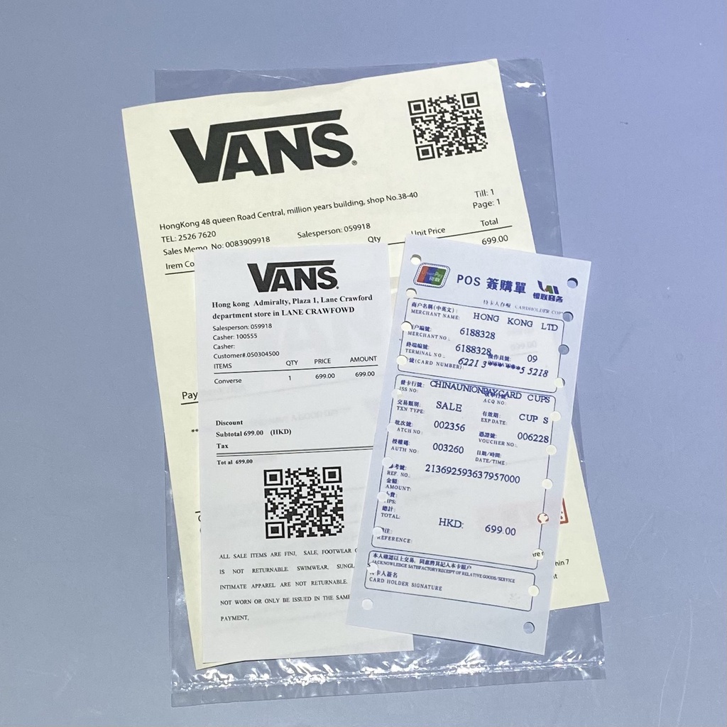 Mua Bộ set bill thẻ hóa đơn phụ kiện mũ nón quần áo giày dép Vans chuẩn ...