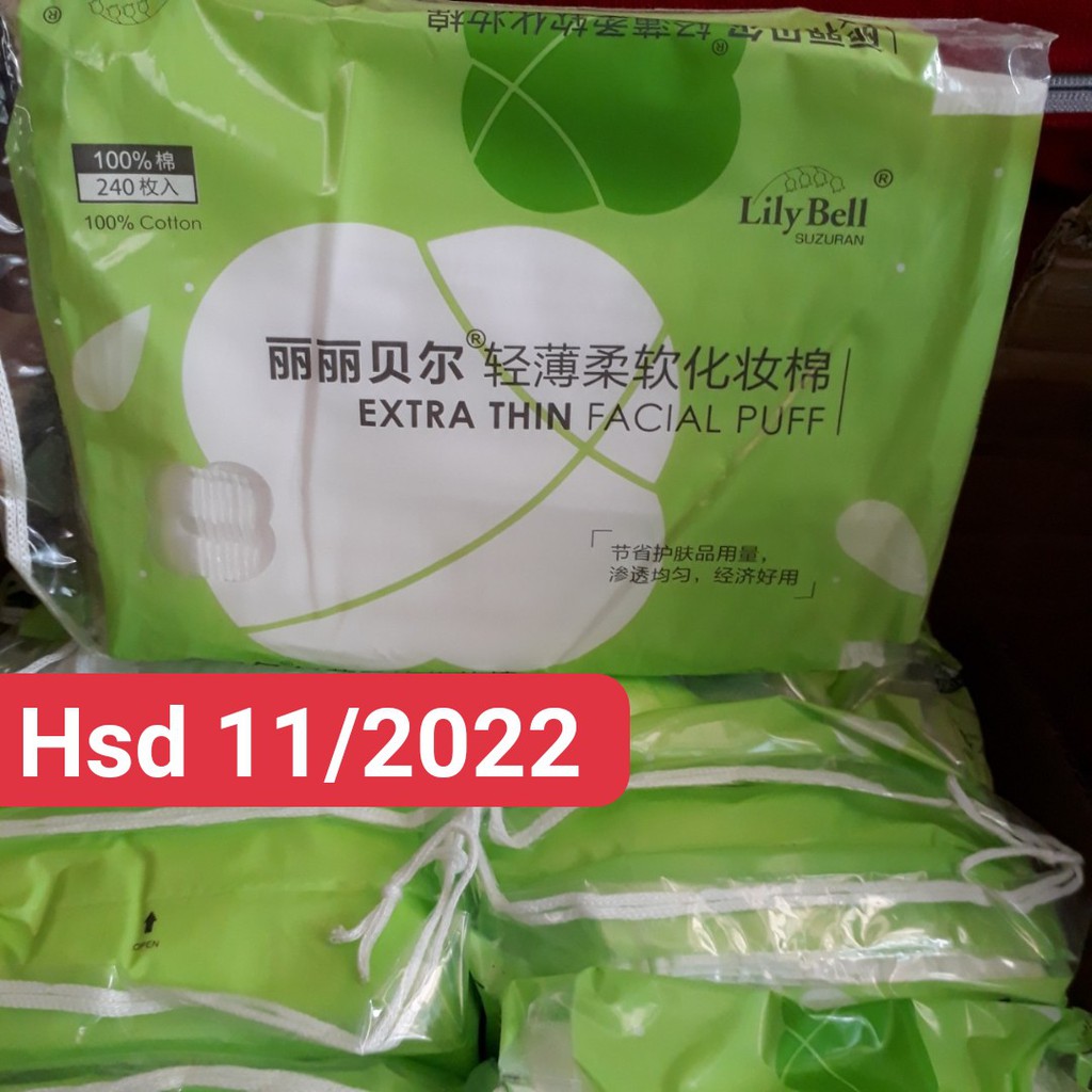 Bông tẩy trang Lily Bell Extra Thin- Xanh (240 miếng) | BigBuy360 - bigbuy360.vn