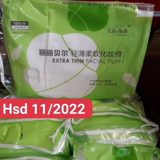 Bông tẩy trang Lily Bell Extra Thin- Xanh (240 miếng)