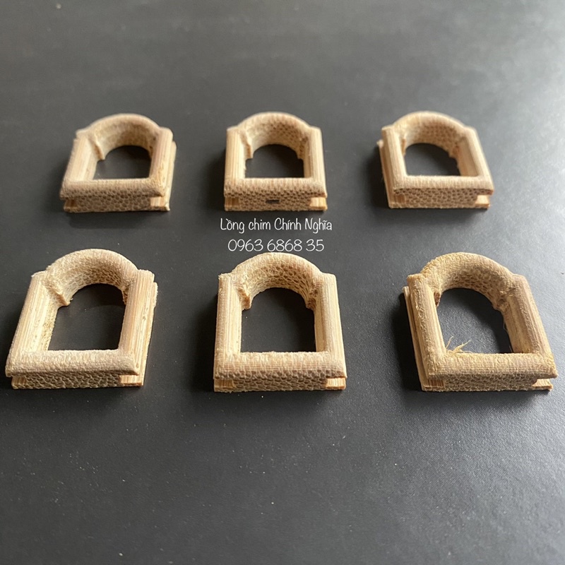 Bộ 6 cái cửa sổ Oval Tre dùng cho lồng choè Than/Lửa, Mi..khoảng cách nan ~2cm - Phụ kiện lồng chim đẹp