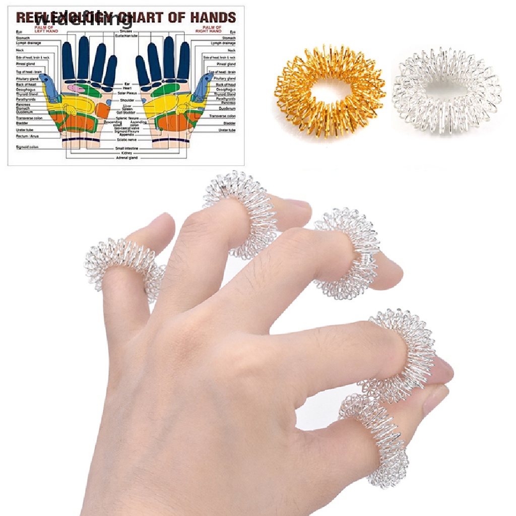 [Hàng mới về] Set 10 nhẫn mát xa ngón tay bằng thép không gỉ giúp thư giãn tăng cường tuần hoàn máu tiện dụng