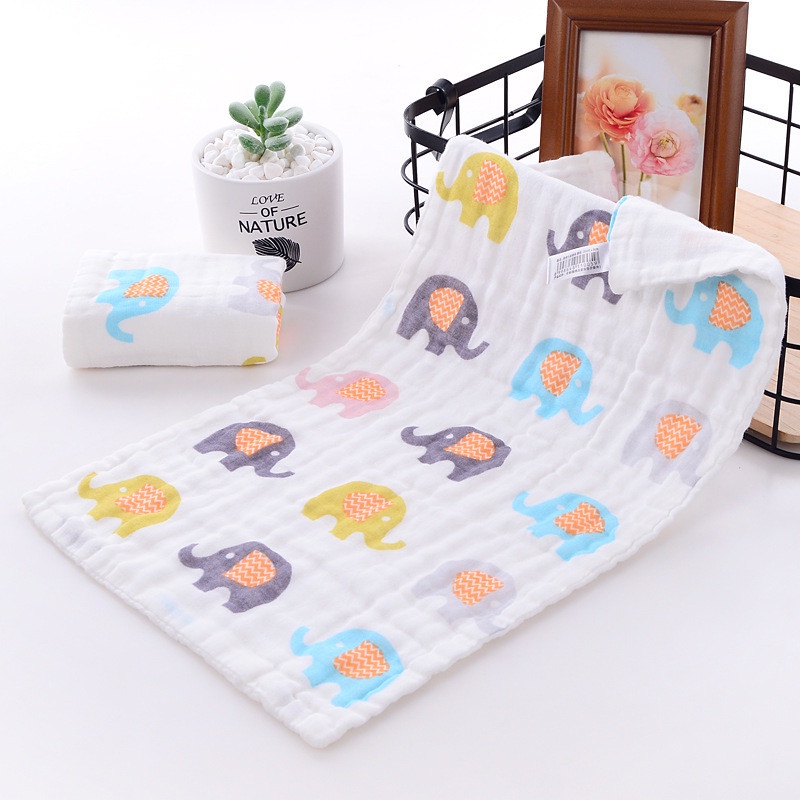Khăn gạc sữa cho bé Khăn Gạc Cotton Vuông 6 Lớp Mật Độ Cao Mềm Mại Dùng Lau Mặt Em Bé