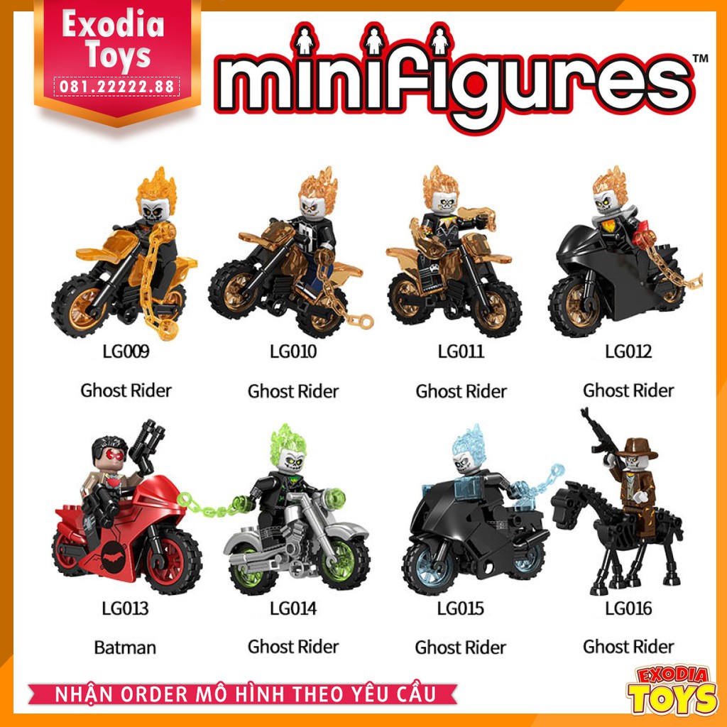 Xếp hình Minifigure các siêu anh hùng Ma Tốc Độ Ghost Rider - Đồ Chơi Lắp Ghép Sáng Tạo - LG1002