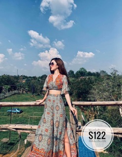 Bigsize Set thổ cẩm xanh S122