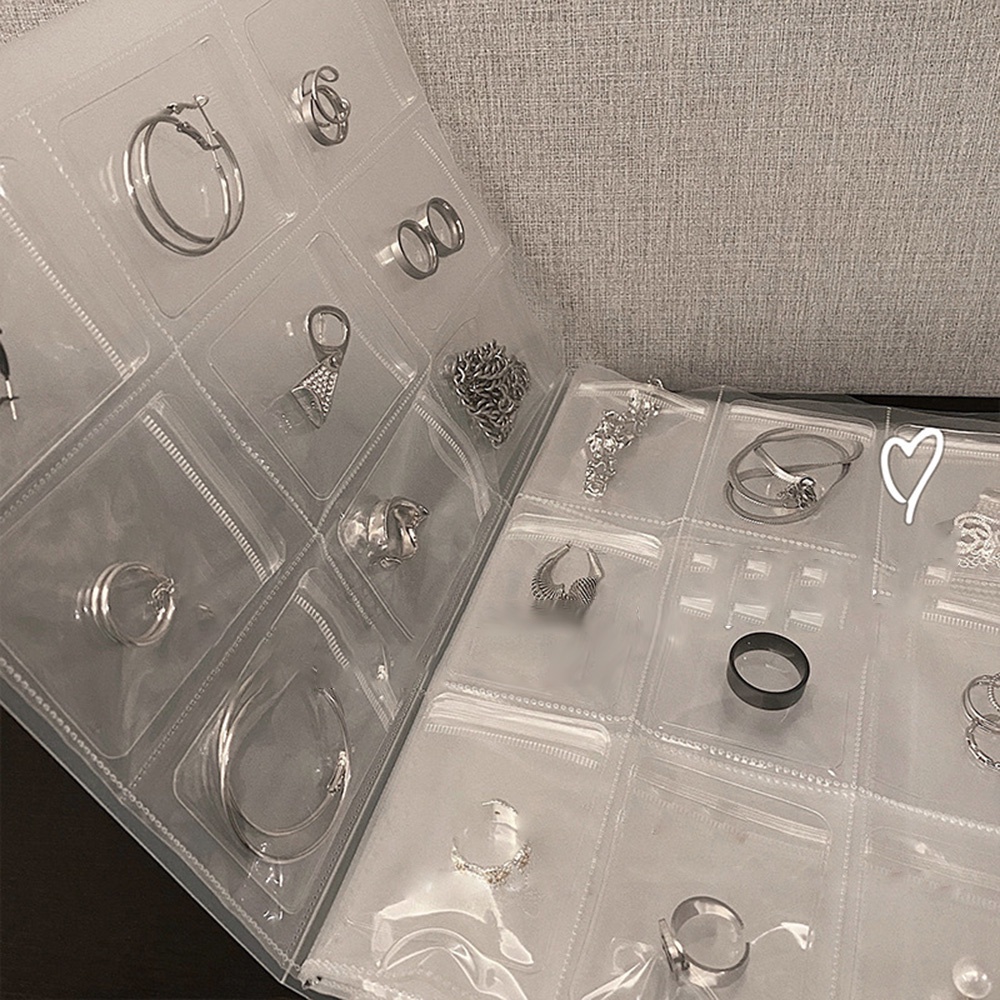 Túi Nhựa Trong Suốt Nhiều Ngăn Đựng Trang Sức Chống Bụi Chống Oxy Hóa Có Thể Tái Sử Dụng