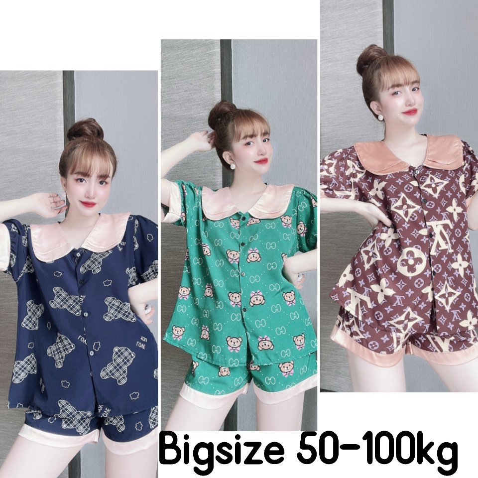 Đồ Bộ Đùi Lụa Nhật Cổ Hai Lá Bigsize 50-100kg Dành Cho Nàng Múp