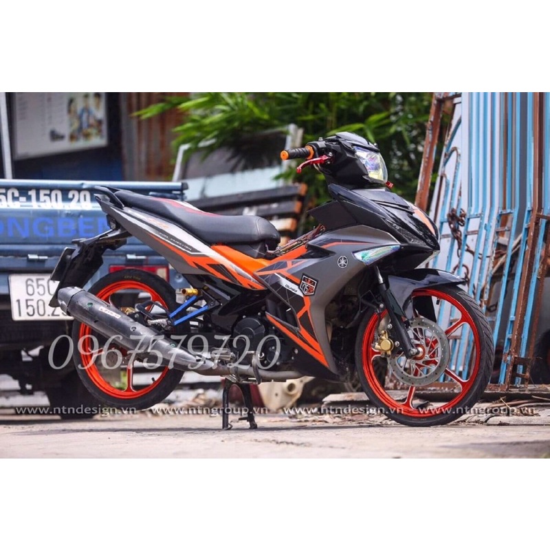 tem rời Exciter 150 xám cam , tem exciter 150 cam xam đen