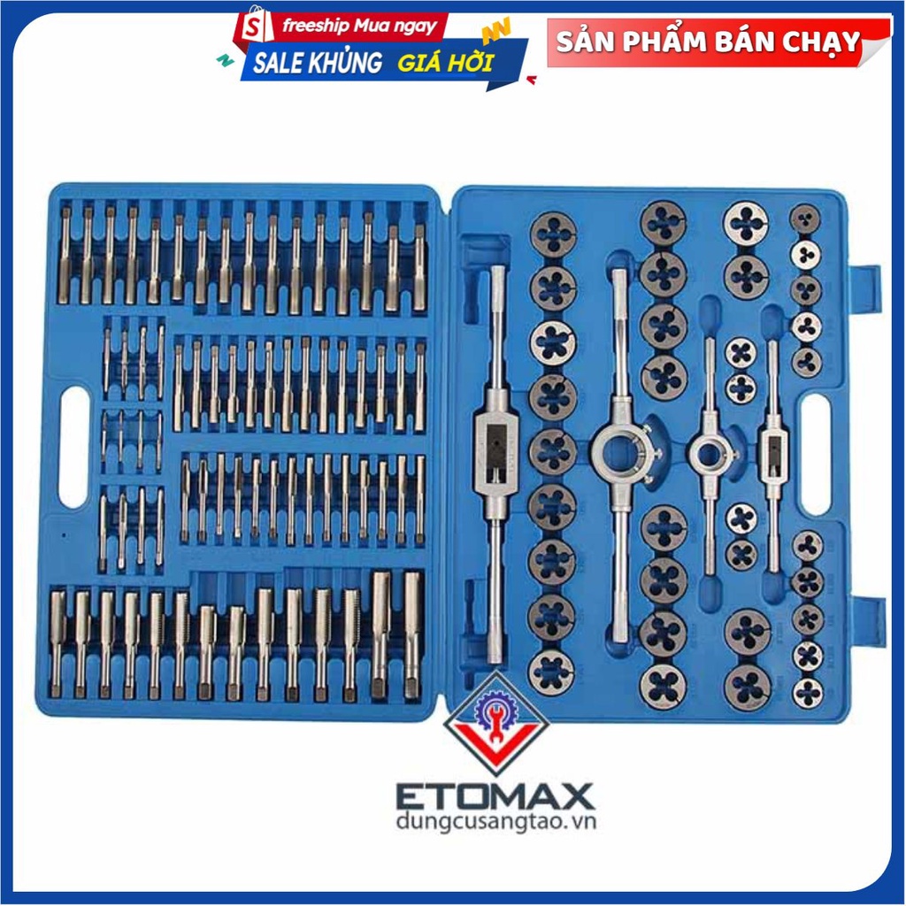 Bộ taro tạo ren 110PCS cao cấp, Tạo ren trong và ngoài, Chất liệu thép cao cấp