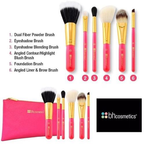 BỘ CỌ BH 6 CÂY + TÚI HỒNG - NEON PINK 6 Piece Brush Set With Cosmetic Bag