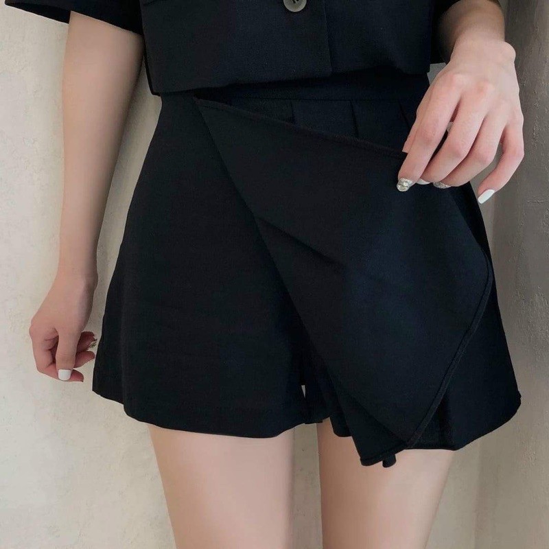 Sét vec đen vạt váy KA12