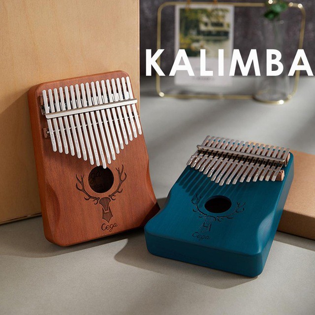 Đàn kalimba 17 phím gỗ nguyên khối Mahagony GECKO000076-002 Kalimba Cega Tuần lộc xanh