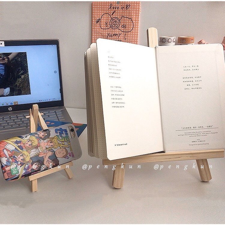 Giá đỡ bằng gỗ hình tam giác có thể gập lại cho điện thoại/ máy tính bảng