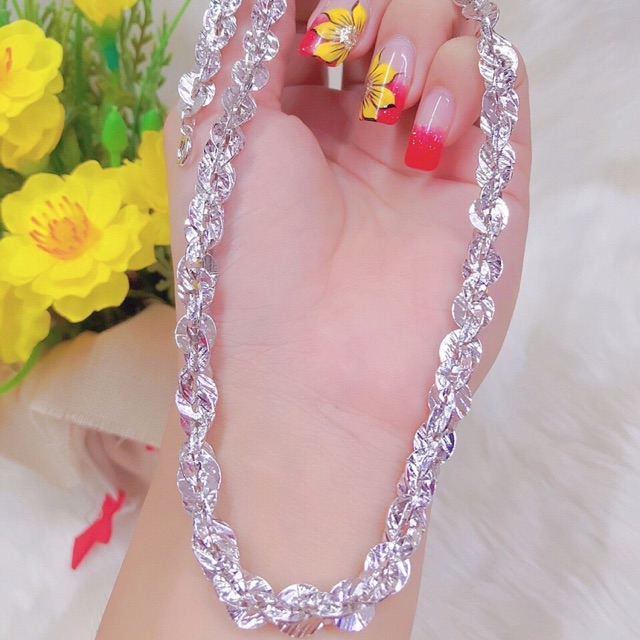 Dây chuyền nữ kiểu xoắn màu bạch kim cao cấp