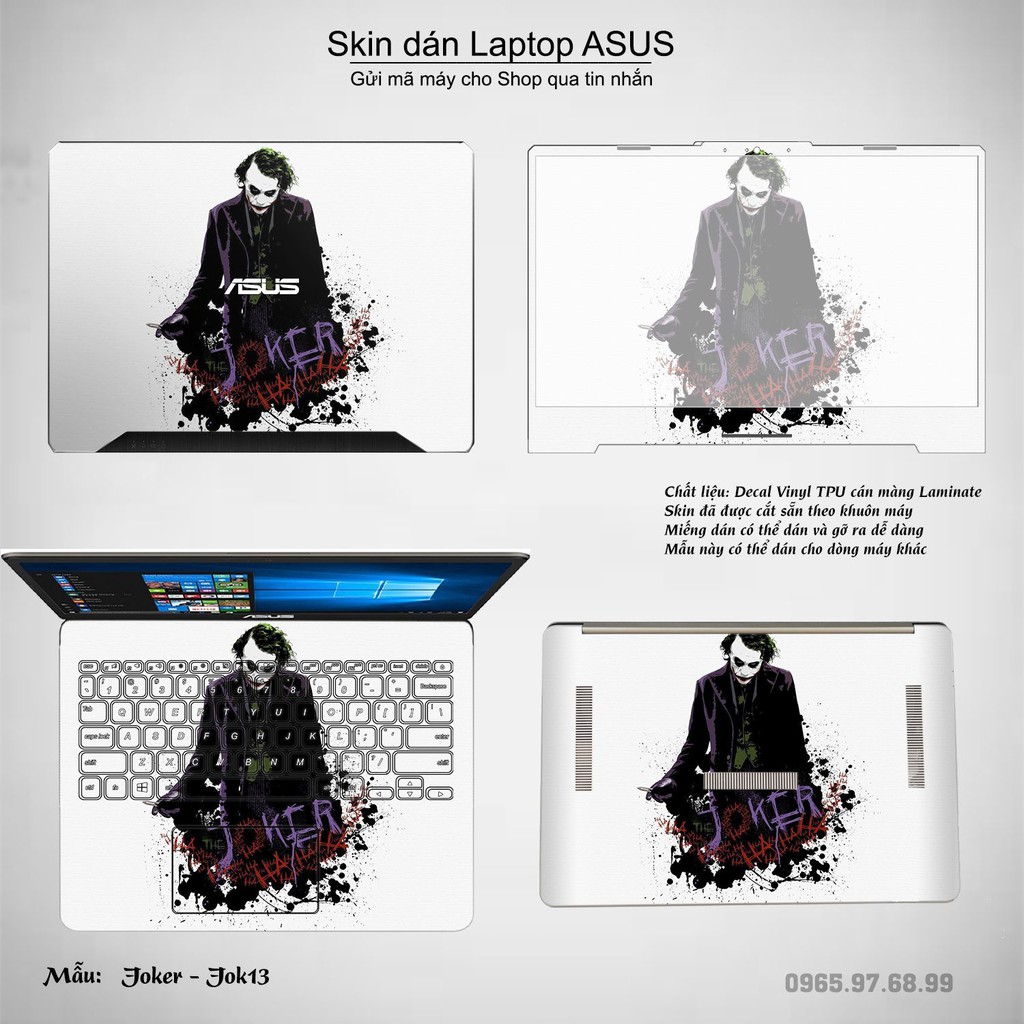 Skin dán Laptop Asus in hình Joker _nhiều mẫu 2 (inbox mã máy cho Shop)